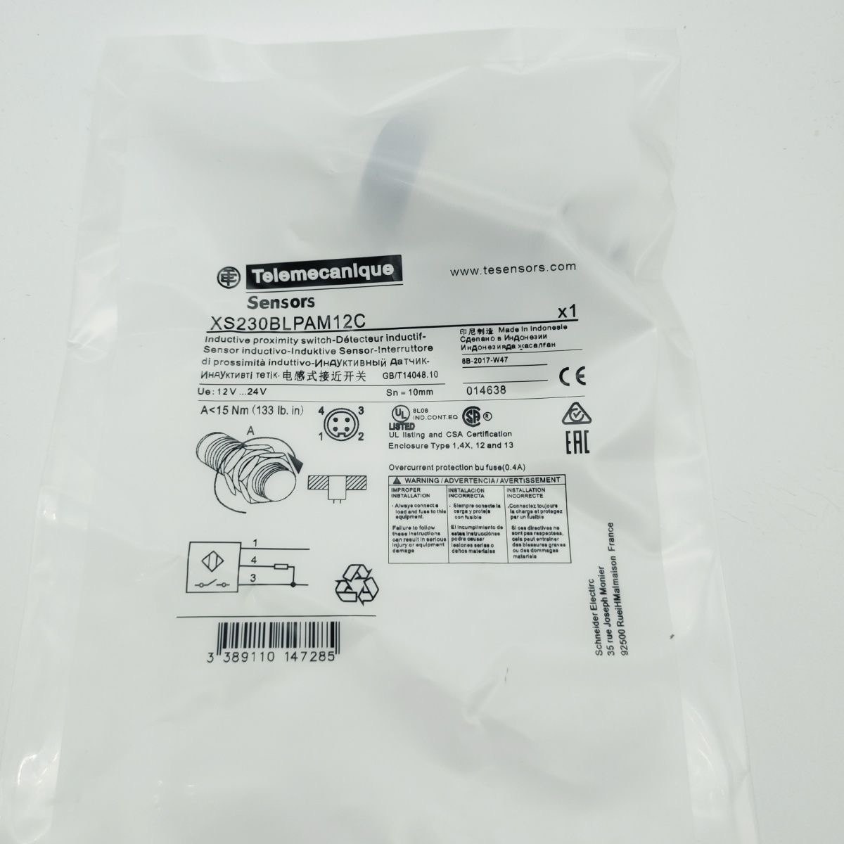 施耐德传感器XU9 N18PP341D正品批发现货，包邮 